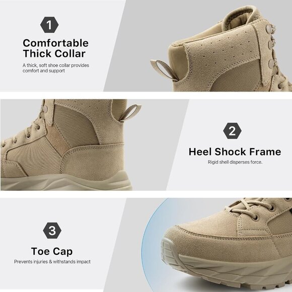 〽️Men\'s Classic Tan Free Soldier Durable Waterproof Lightweight Tactical Boots main image 5